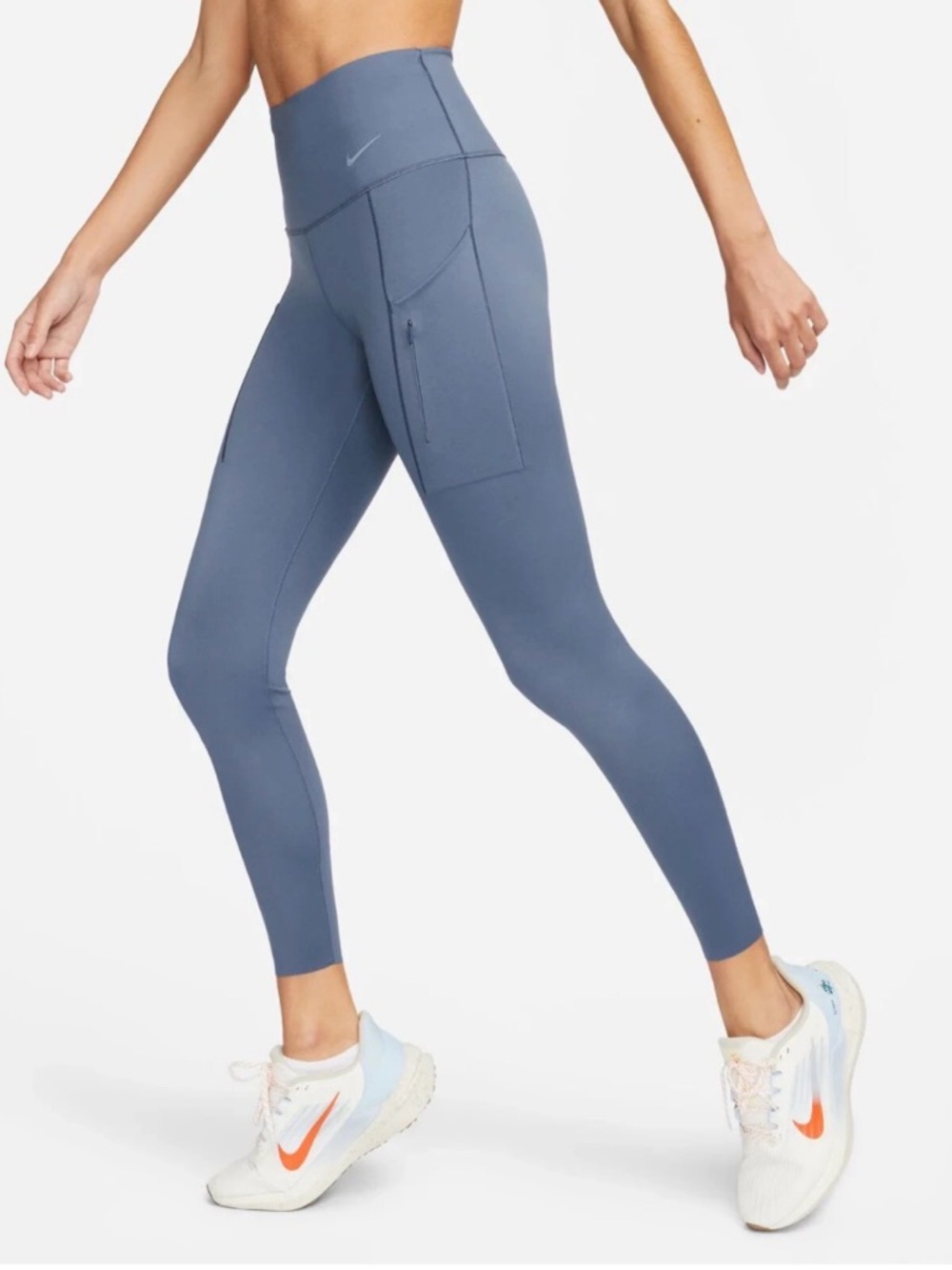 Nike Go Dry-Fit High Waist Blue Leggings w/ Pockets Medium 25” Inseam